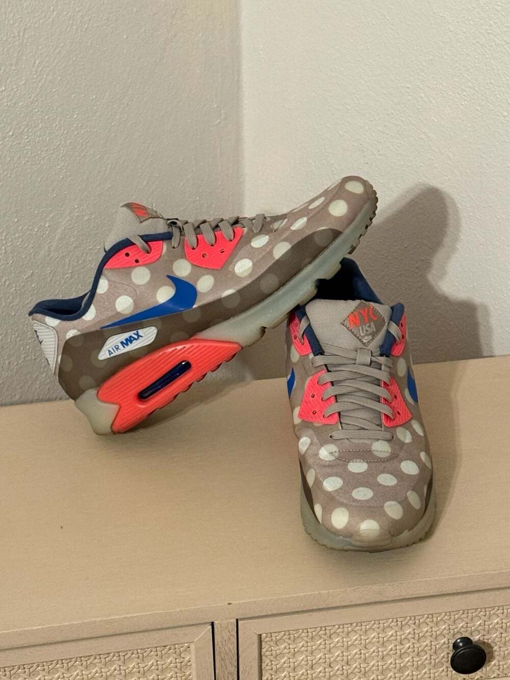 Nike Air Max 90 Ice City QS NYC 2014 New York Polka Dot 667635-001 Size 10.5